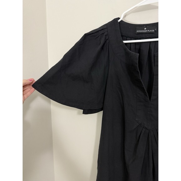 Pomander Place Tuckernuck Black Finley Flutter Sleeve Mini Dress Cotton Sz Small - Picture 6 of 11